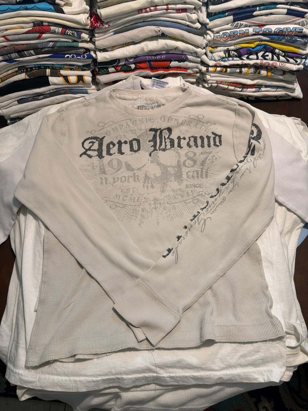 Vintage Aeropostale Y2K Grunge Aesthetic Thermal Long Sleeve Shirt XL